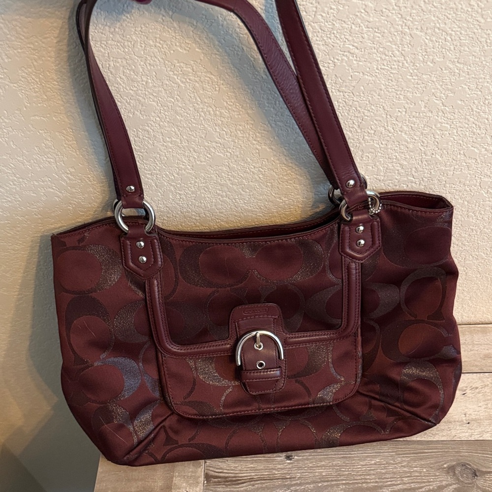 Coach Burgundy Shoulder Tote Bag